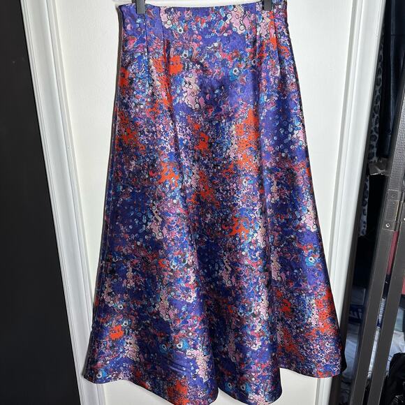 LK Bennett Women's Brunele Full Printed Midi Skirt Size 4 Abstract Artsy Bold - Picture 6 of 13